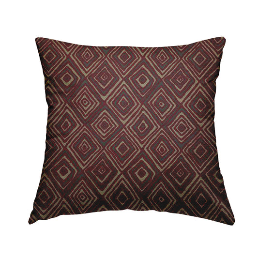 Manali Geometric Pattern Chenille Material In Purple Colour Upholstery Fabric CTR-1127 - Handmade Cushions