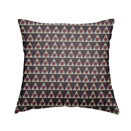 Dallas Geometric Pattern Printed Pattern On Linen Effect Chenille Material Purple Coloured Upholstery Fabric - Handmade Cushions
