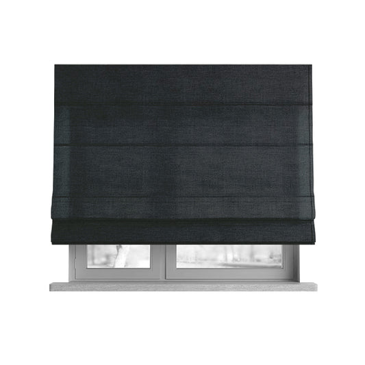 Darwin Linen Effect Style Flat Weave Material In Black Colour Upholstery Soft Furnishing Fabrics - Roman Blinds