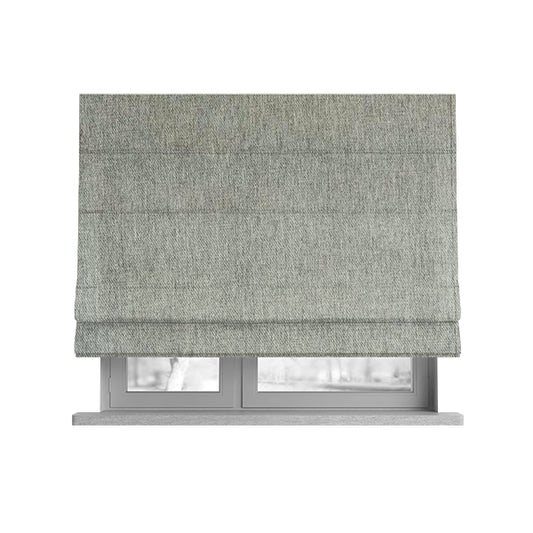 Davos Flat Weave Chenille Upholstery Fabrics In Silver - Roman Blinds