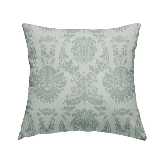 Detroit Printed Velvet Damask Pattern Soft Velour Silver Colour Upholstery Fabric - Handmade Cushions