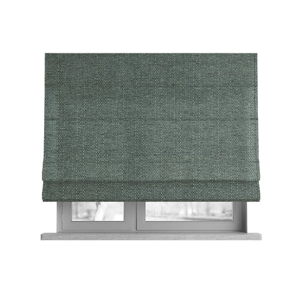 Devon Textured Woven Upholstery Chenille Fabric In Teal Colour - Roman Blinds