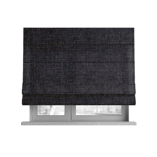 Dijon Heavily Textured Detailed Weave Material Black Grey Furnishing Upholstery Fabrics - Roman Blinds