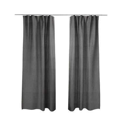 Dijon Heavily Textured Detailed Weave Material Black Grey Furnishing Upholstery Fabrics - Made To Measure Curtains