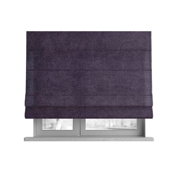 Earley Soft Matt Velvet Chenille Furnishing Upholstery Fabric In Purple Colour - Roman Blinds