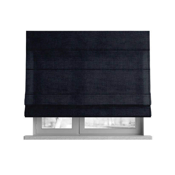 Earley Soft Matt Velvet Chenille Furnishing Upholstery Fabric In Black Colour - Roman Blinds