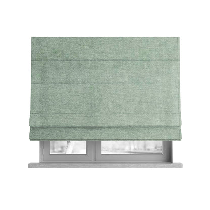 Earley Soft Matt Velvet Chenille Furnishing Upholstery Fabric In Aqua Green Colour - Roman Blinds