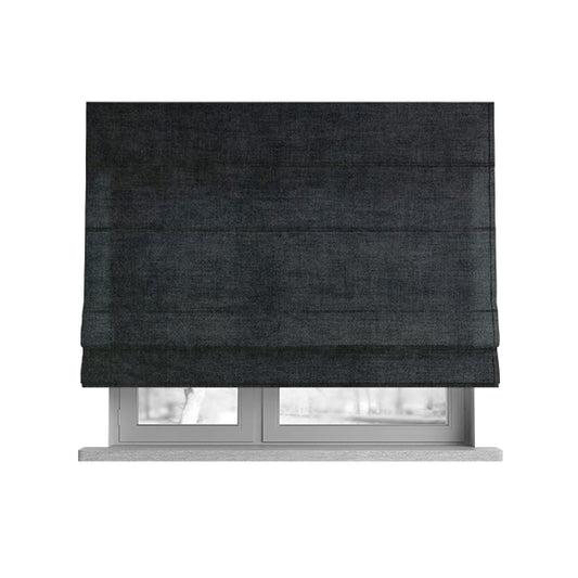 Faleolo Thick Durable Soft Velvet Material Black Dark Grey Colour Upholstery Fabric - Roman Blinds