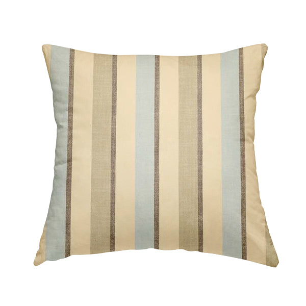 Falkirk Scottish Inspired Striped Pattern In Chenille Material Upholstery Fabric Blue Brown Colour - Handmade Cushions