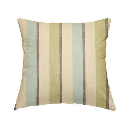 Falkirk Scottish Inspired Striped Pattern In Chenille Material Upholstery Fabric Blue Green Colour - Handmade Cushions