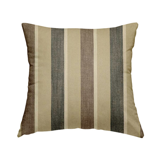 Falkirk Scottish Inspired Striped Pattern In Chenille Material Upholstery Fabric Black Brown Colour - Handmade Cushions