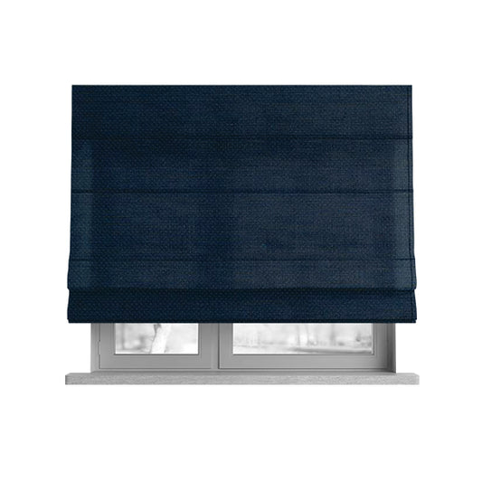 Festival Colourful Textured Chenille Plain Upholstery Fabric In Navy Blue - Roman Blinds