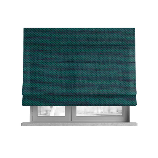 Festival Colourful Textured Chenille Plain Upholstery Fabric In Teal Blue - Roman Blinds