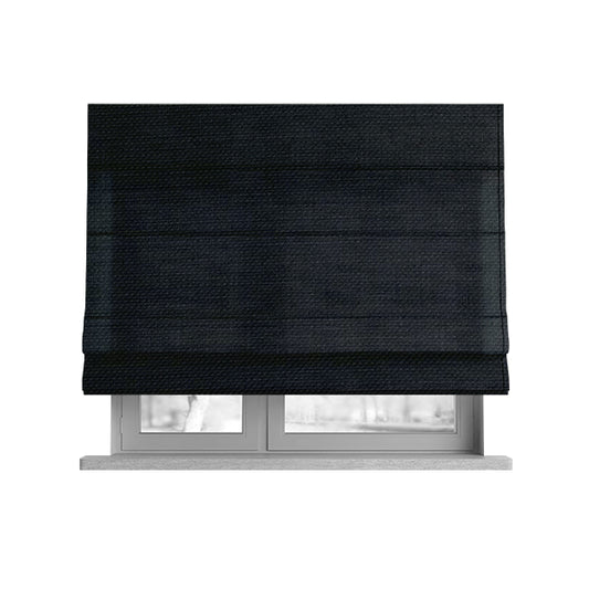 Festival Colourful Textured Chenille Plain Upholstery Fabric In Black - Roman Blinds