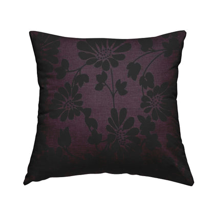Fiona Embossed Floral Pattern Chenille Purple Colour Upholstery Furnishing Fabric - Handmade Cushions