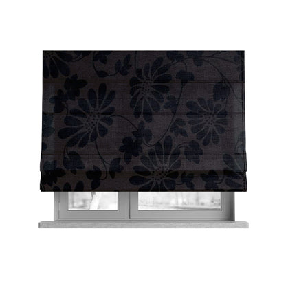Fiona Embossed Floral Pattern Chenille Brown Colour Upholstery Furnishing Fabric - Roman Blinds