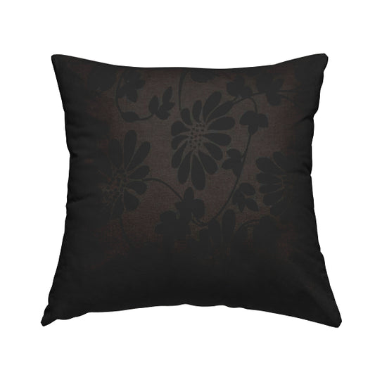 Fiona Embossed Floral Pattern Chenille Brown Colour Upholstery Furnishing Fabric - Handmade Cushions