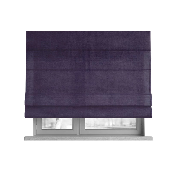 Florentine Soft Shine Textured Purple Colour Chenille Velvet Upholstery Fabric - Roman Blinds