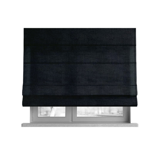 Florentine Soft Shine Textured Black Colour Chenille Velvet Upholstery Fabric - Roman Blinds