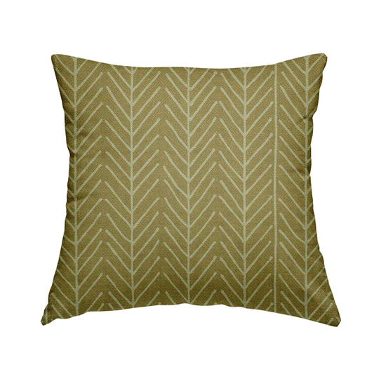 Frisco Stem Pattern Printed On Linen Effect Chenille Material Yellow Coloured Furnishing Fabrics - Handmade Cushions