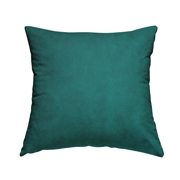 Giovanni Matt Plain Velvet Upholstery Fabric In Teal Blue Colour - Handmade Cushions