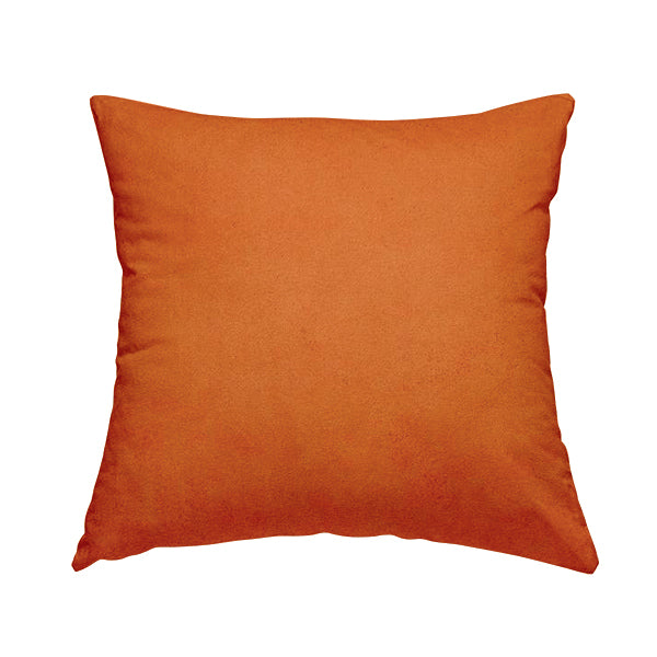 Giovanni Matt Plain Velvet Upholstery Fabric In Fire Orange Colour - Handmade Cushions