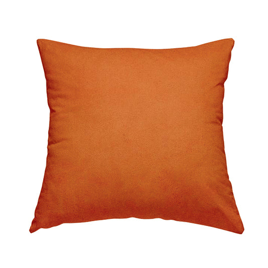 Giovanni Matt Plain Velvet Upholstery Fabric In Fire Orange Colour - Handmade Cushions