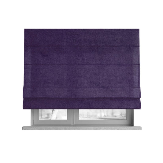 Giovanni Matt Plain Velvet Upholstery Fabric In Plum Purple Colour - Roman Blinds