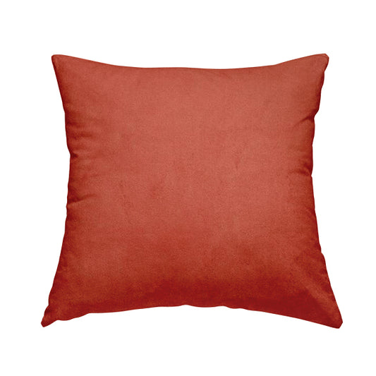 Giovanni Matt Plain Velvet Upholstery Fabric In Coral Orange Colour - Handmade Cushions