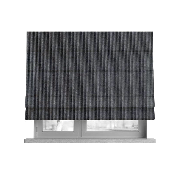 Goole Pencil Thin Striped Corduroy Upholstery Furnishing Fabric Charcoal Grey Colour - Roman Blinds