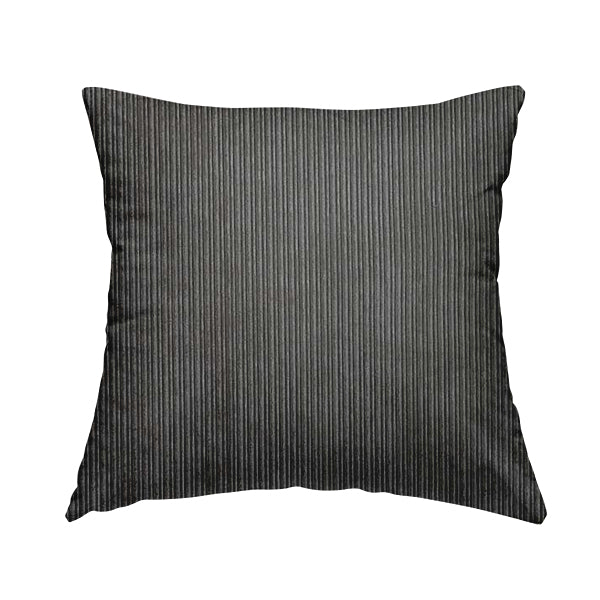 Goole Pencil Thin Striped Corduroy Upholstery Furnishing Fabric Charcoal Grey Colour - Handmade Cushions