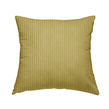 Goole Pencil Thin Striped Corduroy Upholstery Furnishing Fabric Yellow Colour - Handmade Cushions