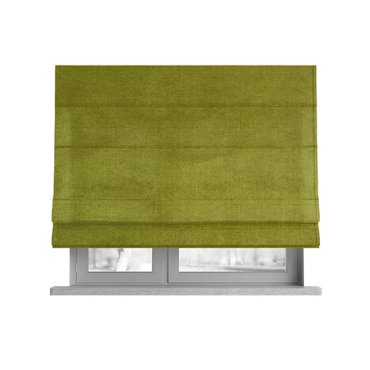 Bellevue Brushed Chenille Flat Weave Plain Upholstery Fabric In Lime Green - Roman Blinds
