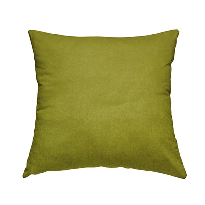 Bellevue Brushed Chenille Flat Weave Plain Upholstery Fabric In Lime Green - Handmade Cushions