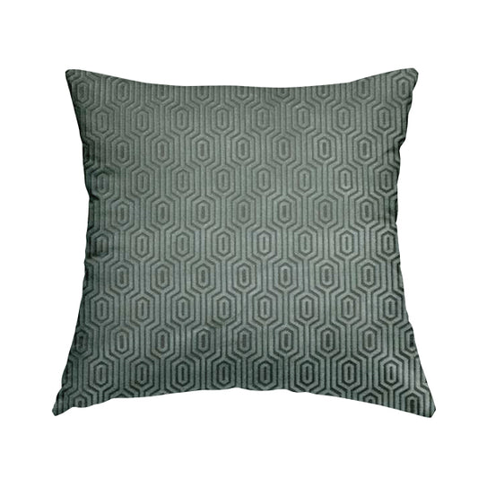 Hakkaido Geometric Pattern Velvet Fabric In Silver Grey Colour - Handmade Cushions