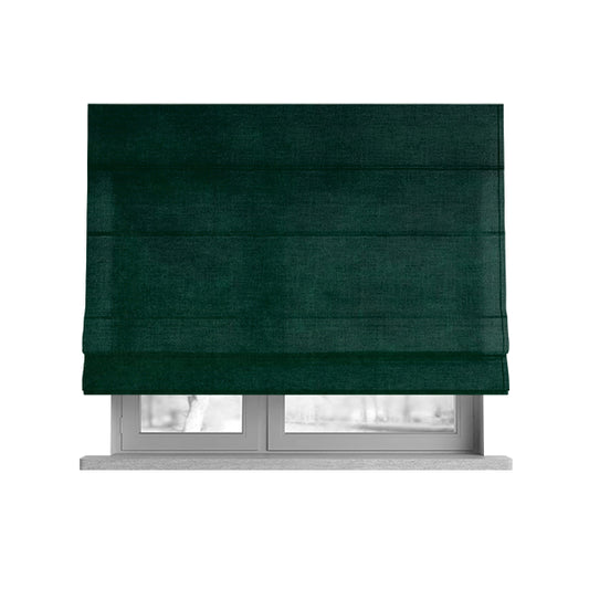 Bellevue Brushed Chenille Flat Weave Plain Upholstery Fabric In Dark Green - Roman Blinds