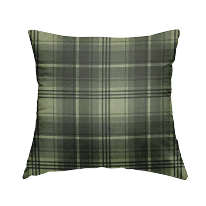 Houston Plaid Printed Pattern On Linen Effect Chenille Material Grey Coloured Upholstery Fabric - Handmade Cushions