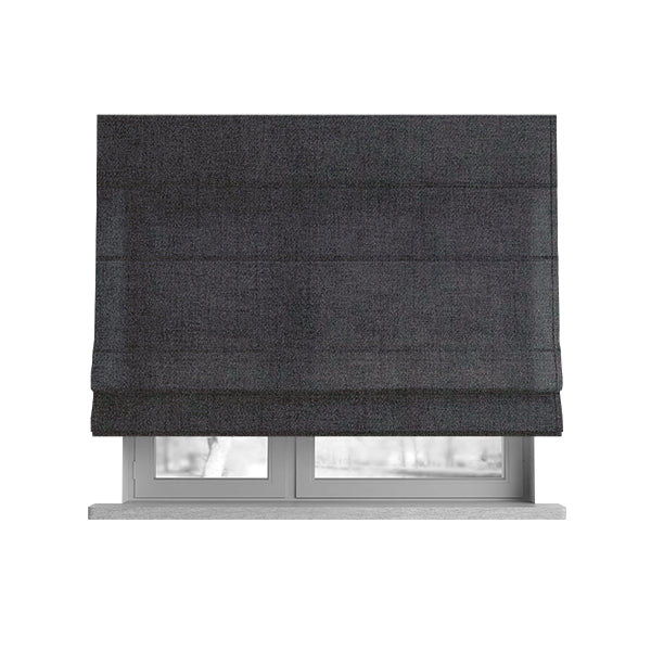 Irvine Herringbone Weave Chenille Upholstery Fabric Grey Carbon Colour - Roman Blinds