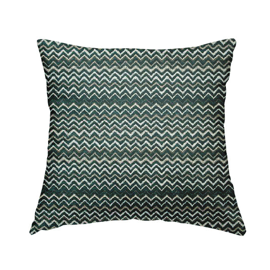 Zig Zag Teal Chevron Striped Pattern Fabric Chenille Upholstery Fabric JO-02 - Handmade Cushions