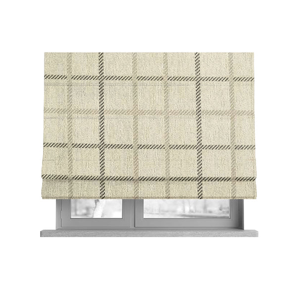 Plain Checked Pattern Fabric Oatmeal Beige Colour Chenille Upholstery Fabric JO-06 - Roman Blinds