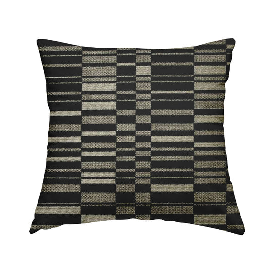 Black Silver Brick Block Pattern Fabric Soft Chenille Upholstery Fabric JO-10 - Handmade Cushions