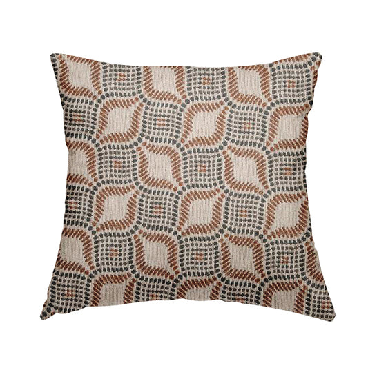 Geometric Orange Blue Eye Pattern Chenille Upholstery Fabric JO-13 - Handmade Cushions