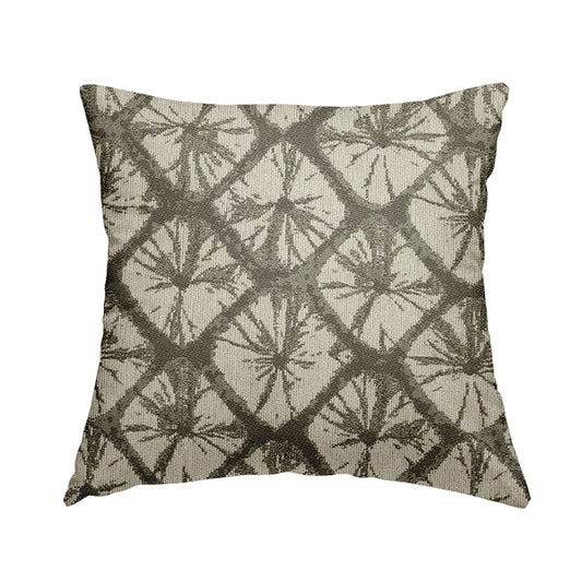 Geometric Stone Design Cream Grey Colour Chenille Upholstery Fabric JO-19 - Handmade Cushions