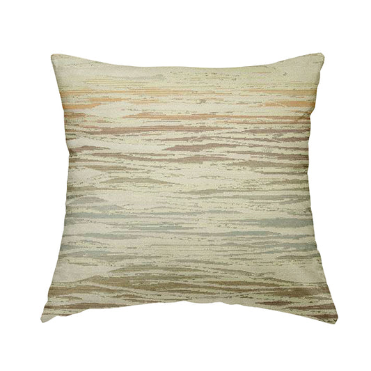 Sunset Look Thin Airbrush Stroke Stripe Pattern Green Aqua Blue Orange Chenille Upholstery Fabric JO-23 - Handmade Cushions