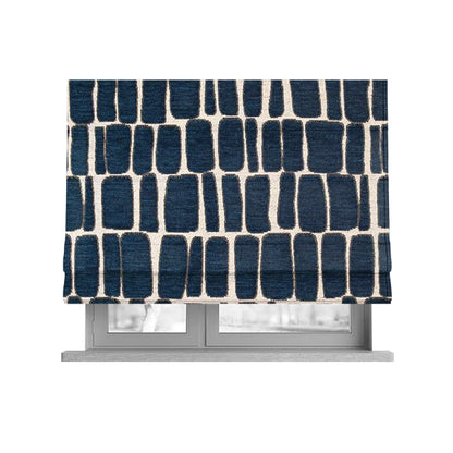 Blue Cream Stones Pattern In Soft Chenille Upholstery Fabric JO-32 - Roman Blinds