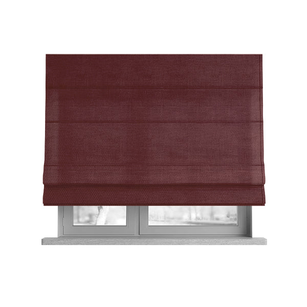 Bhopal Soft Textured Ruby Red Pink Coloured Plain Velour Pile Upholstery Fabric - Roman Blinds