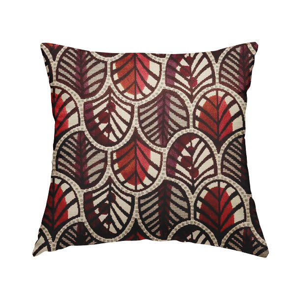 Ziani Anthemion Leaf Pattern In Vibrant Purple Orange Pink Colour Velvet Upholstery Fabric JO-40 - Handmade Cushions