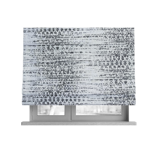 Incanti White Grey Mist Pattern Soft Woven Chenille Upholstery Fabric JO-41 - Roman Blinds