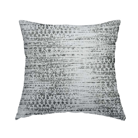 Incanti White Grey Mist Pattern Soft Woven Chenille Upholstery Fabric JO-41 - Handmade Cushions