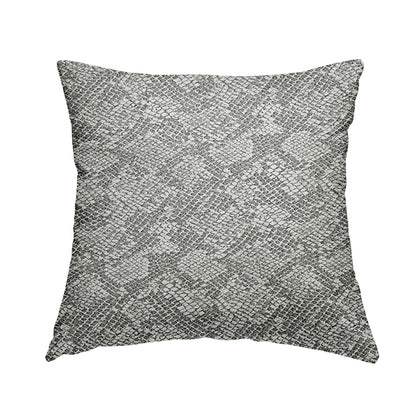 Scales Balanced Design White Grey Colour Soft Woven Chenille Furnishing Fabric JO-43 - Handmade Cushions